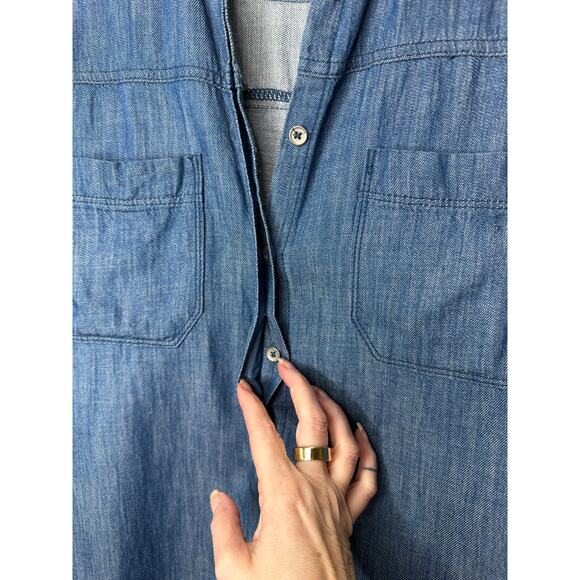 Blank NYC Medium Blue Denim Short Sleeve Pocket Jean Shirt Dress S - Picture 8 of 14